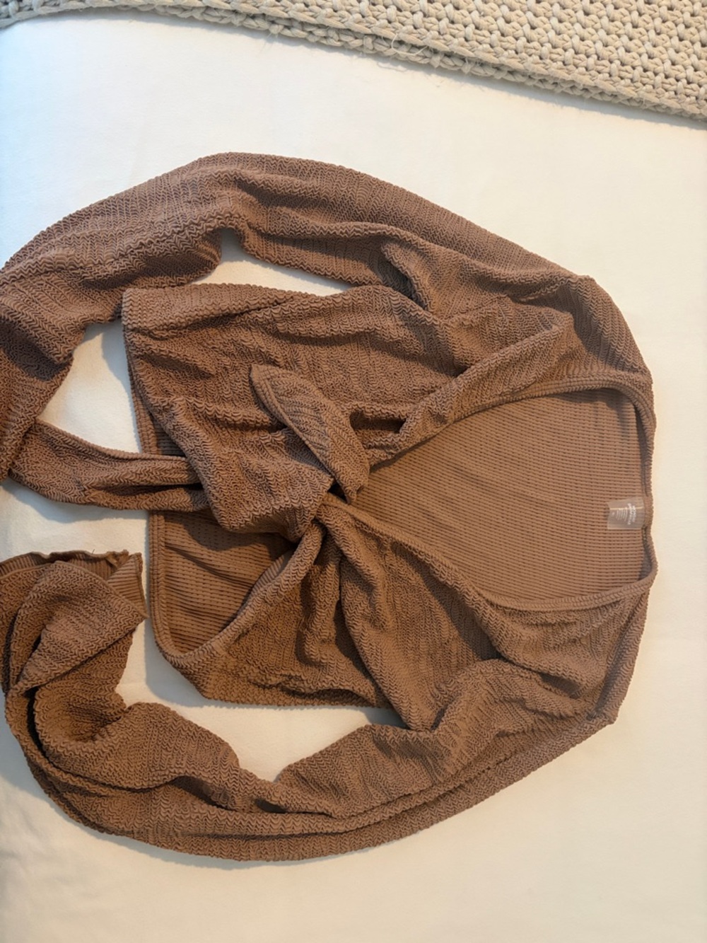 Monday Swimwear Ribbed Strapless Bikini Top in Taupe